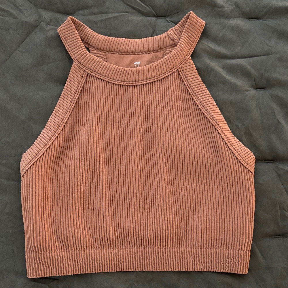 Aerie Ribbed High Neck Tank Top